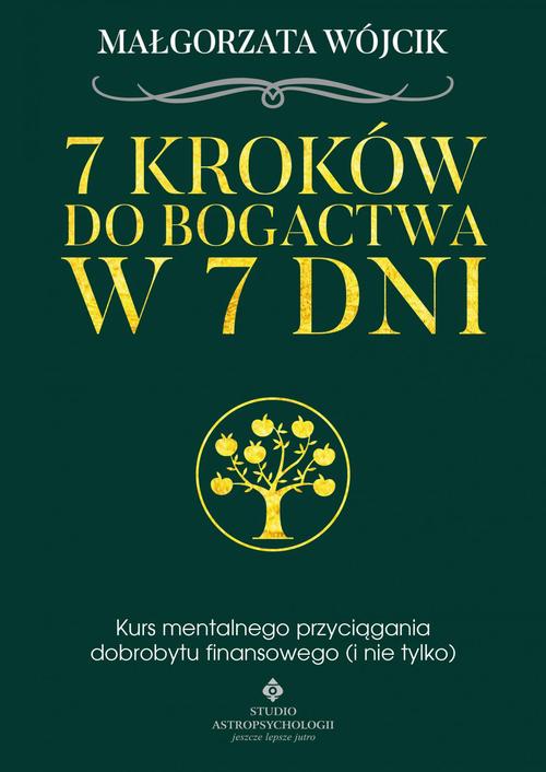 Tytuł: 7 kroków do bogactwa w 7 dni. Kurs mentalnego przyciągania dobrobytu finansowego
Autor: Małgorzata Wójcik
Wydawnictwo: Studio Astropsychologii
Formaty: EPUB