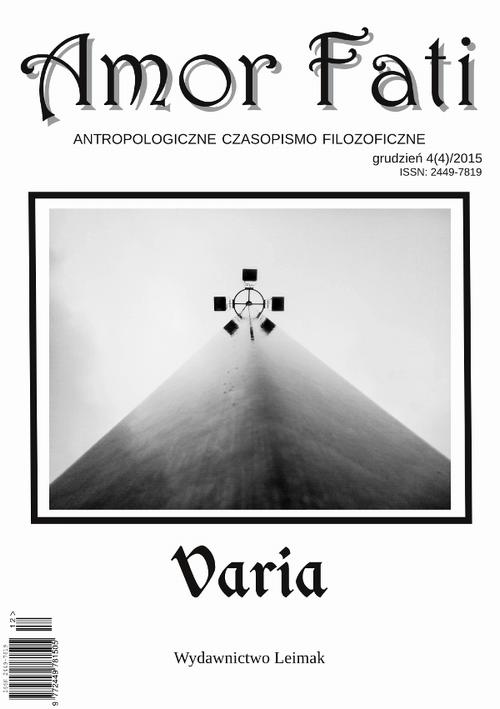 Tytuł: Amor Fati 4(4)/2015
Autor:
Wydawnictwo: Fundacja „dzień dobry! kolektyw kultury”
Formaty: PDF