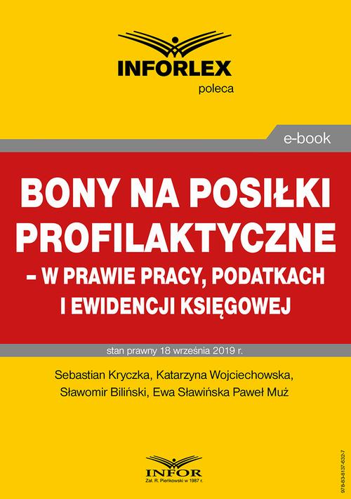 Bony na posiłki profilaktyczne – w prawie pracy, podatkach i ewidencji księgowej — okładka e-booka