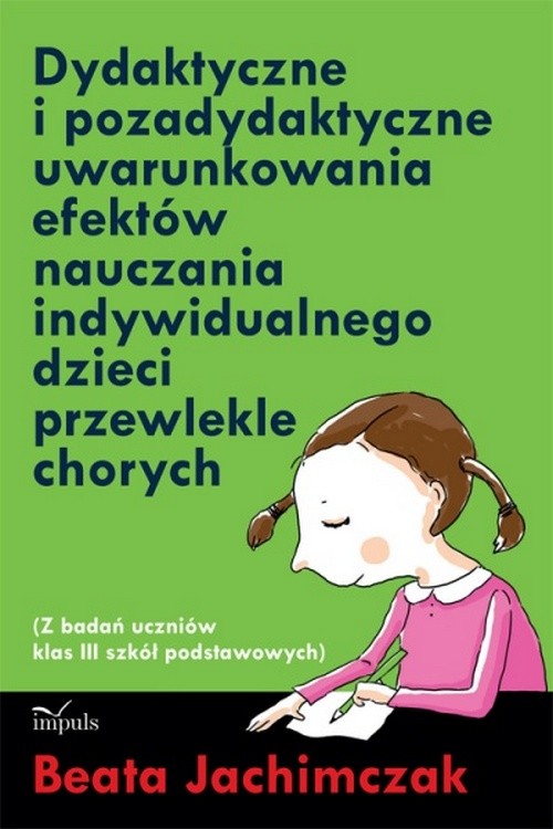 Tytuł: Dydaktyczne i pozadydaktyczne uwarunkowania efektów nauczania indywidualnego dzieci przewlekle chorych
Autor: Beata Jachimczak
Wydawnictwo: Impuls
Formaty: PDF