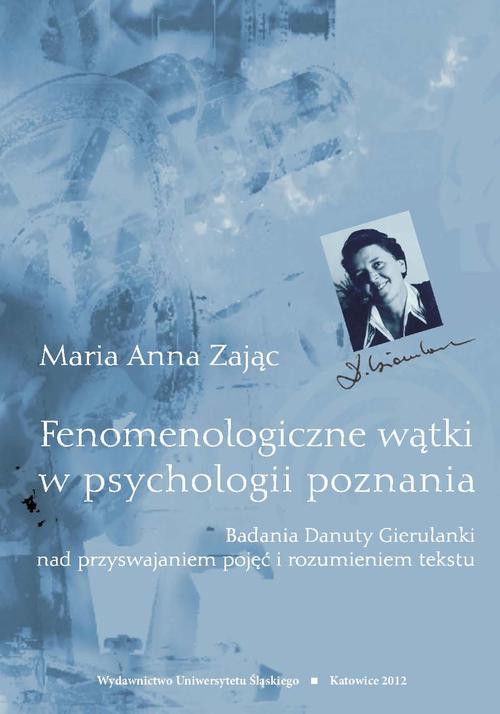 Fenomenologiczne wątki w psychologii poznania — okładka e-booka