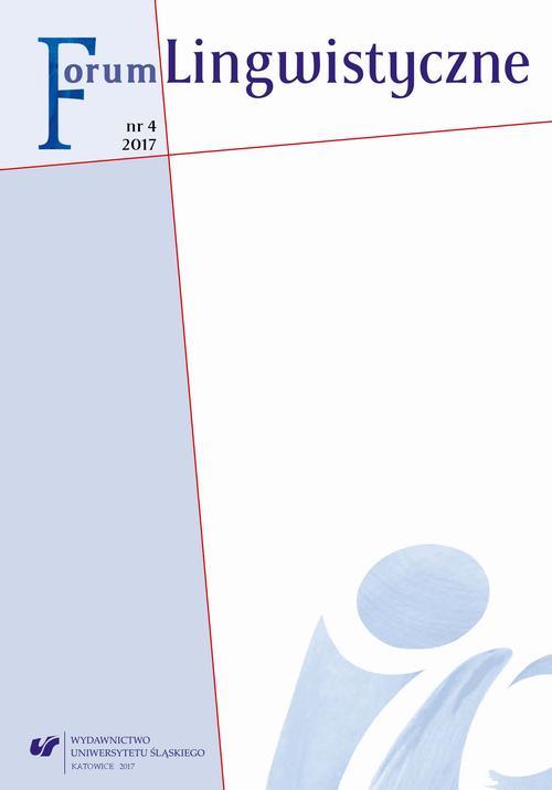 Tytuł: Forum Lingwistyczne 2017, nr 4
Autor: 
Wydawnictwo: Wydawnictwo Uniwersytetu Śląskiego
Formaty: PDF
