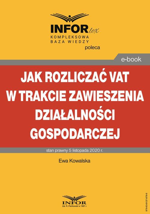 Jak rozliczać VAT w trakcie zawieszenia działalności gospodarczej — okładka e-booka