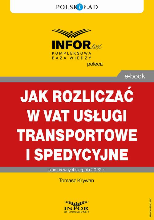 Jak rozliczać w VAT usługi transportowe i spedycyjne — okładka e-booka