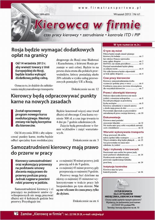 Tytuł: Kierowca w firmie wrzesień 2013 nr 61
Autor: 
Wydawnictwo: Oficyna Prawa Polskiego
Formaty: PDF