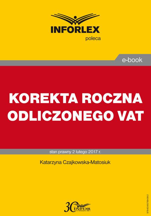 KOREKTA ROCZNA ODLICZONEGO VAT — okładka e-booka