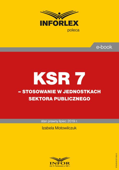 KSR 7 – stosowanie w jednostkach sektora publicznego — okładka e-booka
