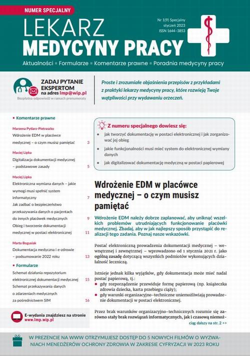 Tytuł: LEKARZ MEDYCYNY PRACY 1/2023
Autor: Praca zbiorowa
Wydawnictwo: Wiedza i Praktyka
Formaty: MOBI, PDF, EPUB