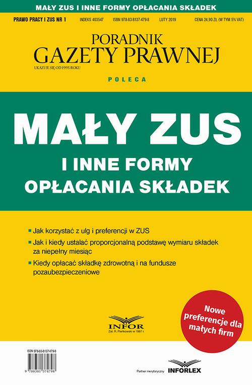 Mały ZUS i inne formy opłacania składek — okładka e-booka