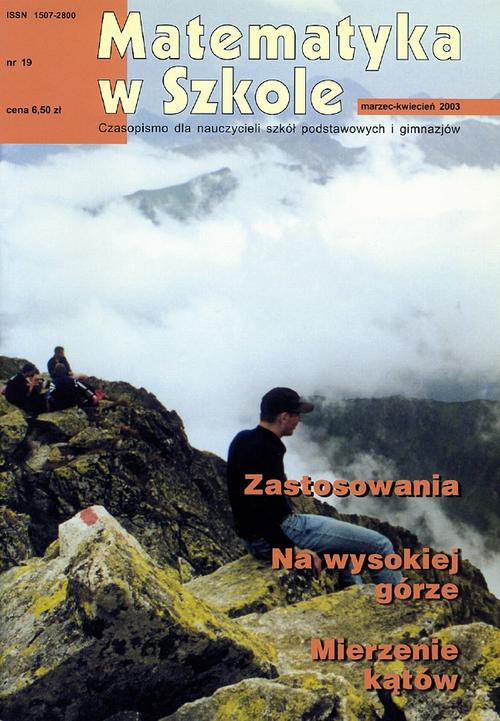 Tytuł: Matematyka w Szkole. Czasopismo dla nauczycieli szkół podstawowych i gimnazjów. Nr 19
Autor: Praca zbiorowa
Wydawnictwo: Gdańskie Wydawnictwo Oświatowe
Formaty: PDF