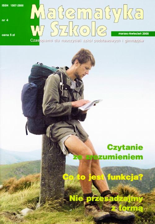 Tytuł: Matematyka w Szkole. Czasopismo dla nauczycieli szkół podstawowych i gimnazjów. Nr 4
Autor: Praca zbiorowa
Wydawnictwo: Gdańskie Wydawnictwo Oświatowe
Formaty: PDF