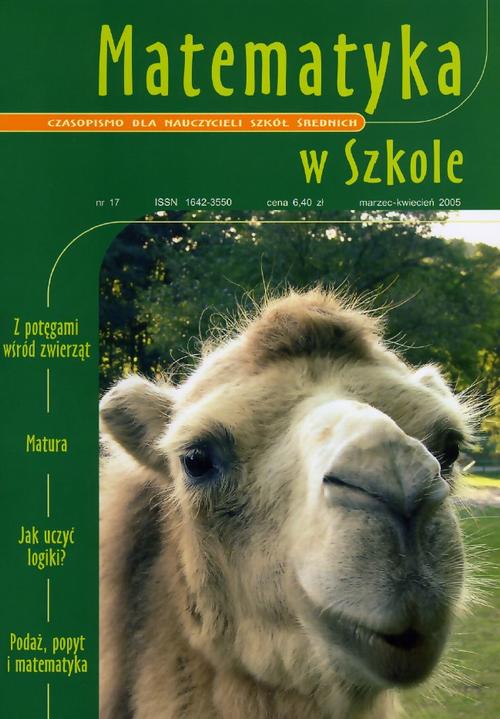Tytuł: Matematyka w Szkole. Czasopismo dla nauczycieli szkół średnich. Nr 17
Autor: Praca zbiorowa
Wydawnictwo: Gdańskie Wydawnictwo Oświatowe
Formaty: PDF