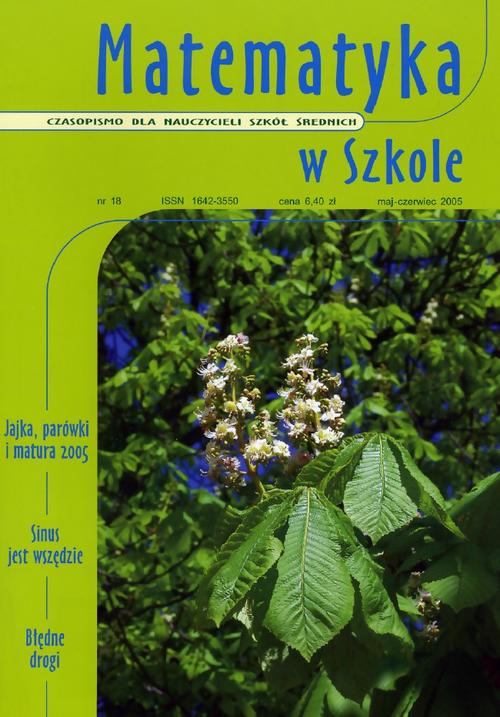 Tytuł: Matematyka w Szkole. Czasopismo dla nauczycieli szkół średnich. Nr 18
Autor: Praca zbiorowa
Wydawnictwo: Gdańskie Wydawnictwo Oświatowe
Formaty: PDF