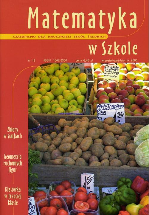 Tytuł: Matematyka w Szkole. Czasopismo dla nauczycieli szkół średnich. Nr 19
Autor: Praca zbiorowa
Wydawnictwo: Gdańskie Wydawnictwo Oświatowe
Formaty: PDF