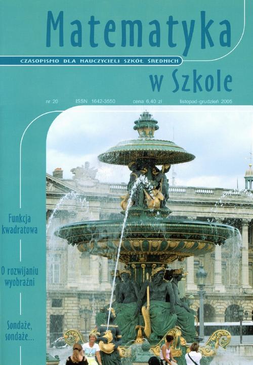 Tytuł: Matematyka w Szkole. Czasopismo dla nauczycieli szkół średnich. Nr 20
Autor: Praca zbiorowa
Wydawnictwo: Gdańskie Wydawnictwo Oświatowe
Formaty: PDF
