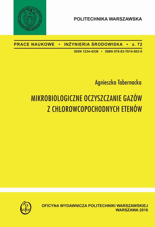 Tytuł: Mikrobiologiczne oczyszczanie gazów z chlorowcopochodnych etenów
Autor: Agnieszka Tabernacka
Wydawnictwo: Oficyna Wydawnicza Politechniki Warszawskiej
Formaty: PDF