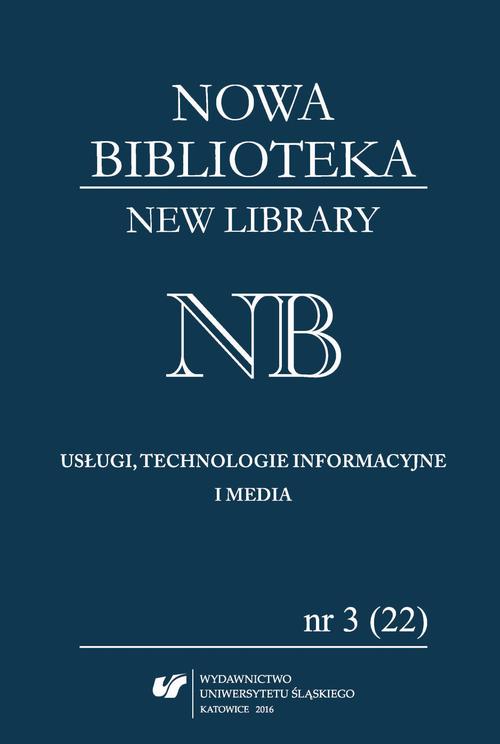 Tytuł: Nowa Biblioteka. New Library. Usługi, technologie informacyjne i media 2016, nr 3 (22)
Autor: 
Wydawnictwo: Wydawnictwo Uniwersytetu Śląskiego
Formaty: PDF