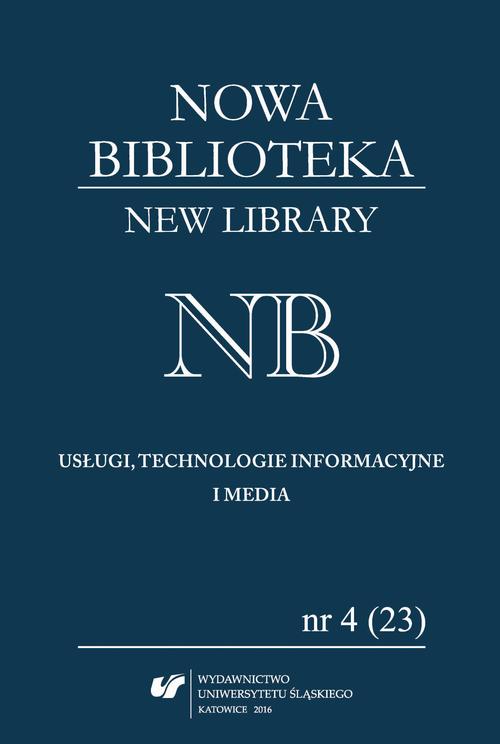 Nowa Biblioteka. New Library. Usługi, Technologie Informacyjne i Media 2016, nr 4 (23) — okładka wydania