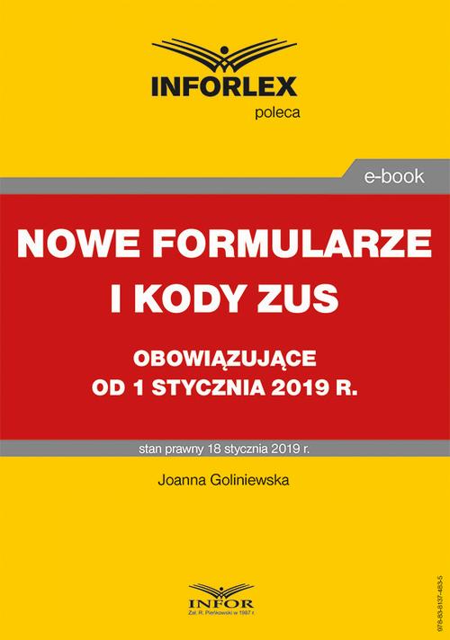 Nowe formularze i kody ZUS obowiązujące od 1 stycznia 2019 r. — okładka e-booka