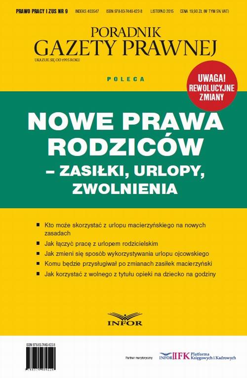 Nowe Prawa Rodziców - zasilki, urlopy, zwolnienia — okładka e-booka