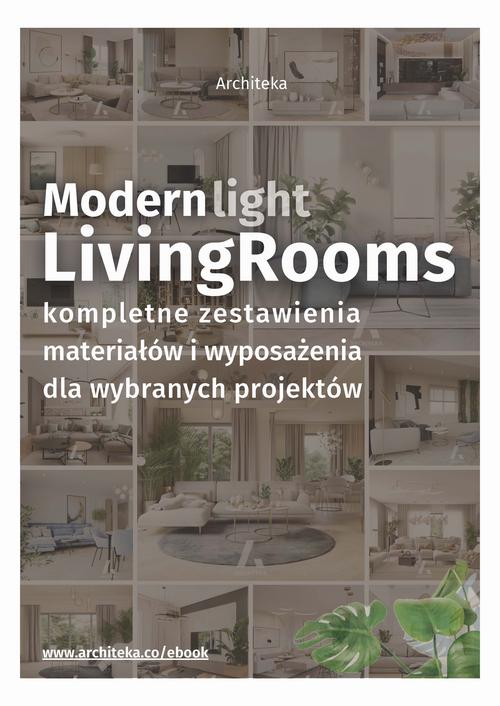 Nowoczesny pokój dzienny - przydatne rozwiązania. Katalog z zestawieniami materiałów i wyposażenia. — okładka e-booka