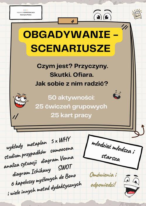 Tytuł: Obgadywanie – scenariusze. 50 aktywności: 25 ćwiczeń grupowych i 25 kart pracy dla młodzieży 10–18 lat
Autor: Katarzyna Skoczylas-Płuska
Wydawnictwo: Katarzyna Skoczylas-Płuska
Formaty: PDF