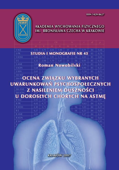 Tytuł: Ocena związku wybranych uwarunkowań psychospołecznych z nasileniem duszności u dorosłych chorych na astmę
Autor: Roman Nowobilski
Wydawnictwo: Akademia Kultury Fizycznej
Formaty: PDF