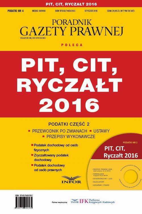 Podatki 2016/04 Podatki cz.2 PIT,CIT,Ryczałt 2016 — okładka e-booka