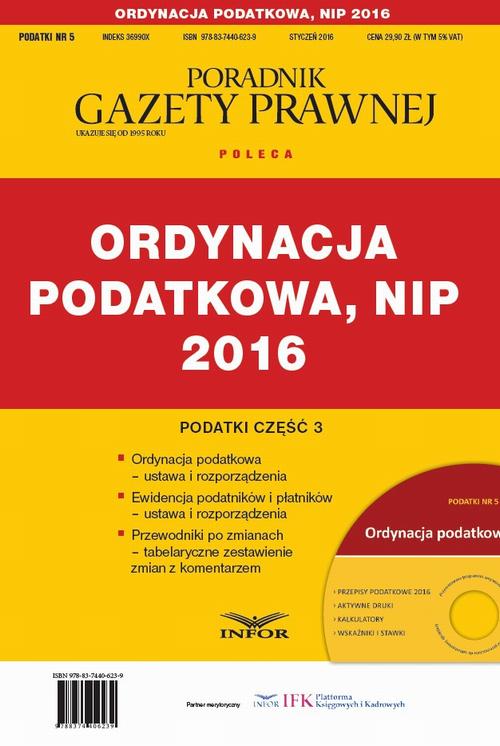 PODATKI 2016/5  Podatki cz.3 Ordynacja podatkowa, NIP 2016 — okładka e-booka