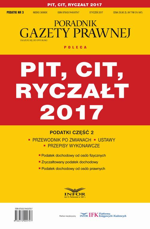 Podatki cz.2 PIT, CIT, RYCZAŁT 2017 — okładka e-booka