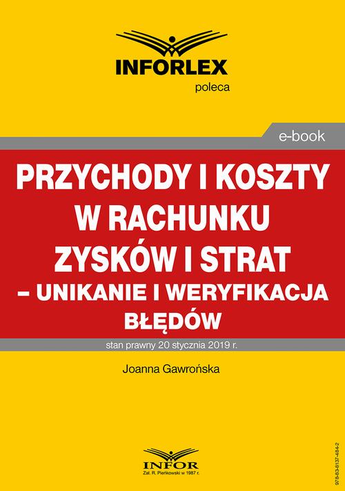 Przychody i koszty w rachunku zysków i strat – unikanie i weryfikacja błędów — okładka e-booka
