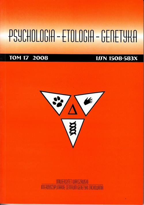 Tytuł: Psychologia-Etologia-Genetyka nr 17/2008
Autor: 
Wydawnictwo: Interdyscyplinarne Centrum Genetyki Zachowania Uniwersytetu Warszawskiego i Wydawnictwo Naukowe Scholar
Formaty: PDF