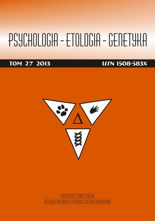 Psychologia-Etologia-Genetyka nr 27/2013 — okładka wydania