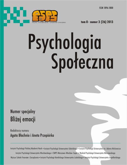 Tytuł: Psychologia Społeczna nr 3(26)/2013
Autor: Maria Lewicka
Wydawnictwo: Scholar
Formaty: PDF