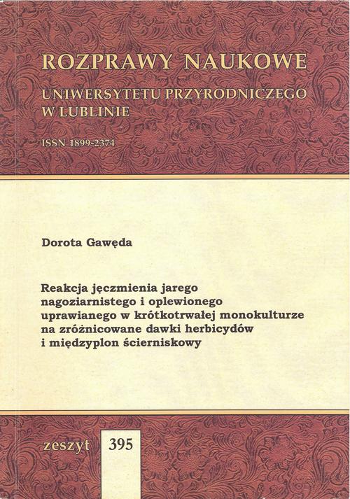 Tytuł: Reakcja jęczmienia jarego nagoziarnistego i oplewionego uprawianego w krótkotrwałej monokulturze na zróżnicowane dawki herbicydów i międzyplon ścierniskowy
Autor: Dorota Gawęda
Wydawnictwo: Uniwersytet Przyrodniczy w Lublinie
Formaty: PDF