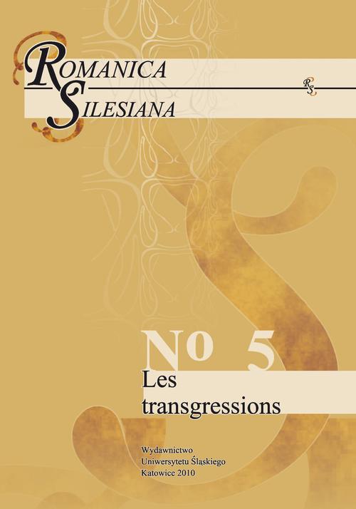 Romanica Silesiana. No 5: Les transgressions — okładka wydania
