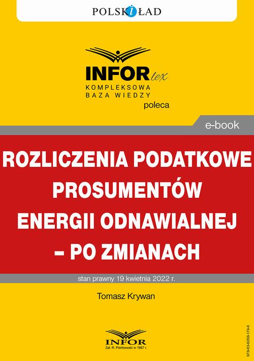 Rozliczenia podatkowe prosumentów energii odnawialnej – po zmianach — okładka e-booka