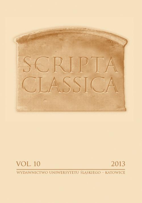 Scripta Classica. Vol. 10 — okładka wydania