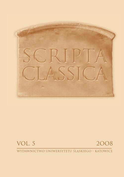 Scripta Classica. Vol. 5 — okładka wydania