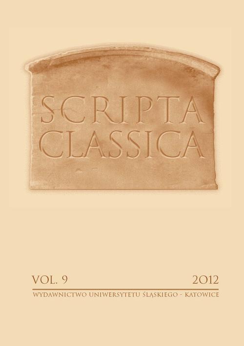 Scripta Classica. Vol. 9 — okładka wydania