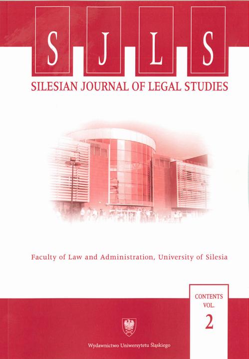 Silesian Journal of Legal Studies. Contents Vol. 2 — okładka wydania