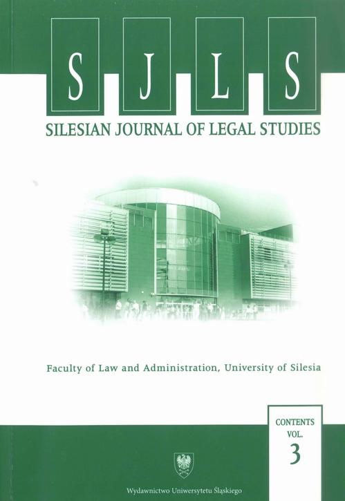 Silesian Journal of Legal Studies. Contents Vol. 3 — okładka wydania