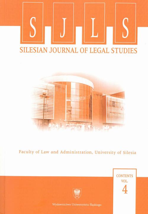 Silesian Journal of Legal Studies. Contents Vol. 4 — okładka wydania