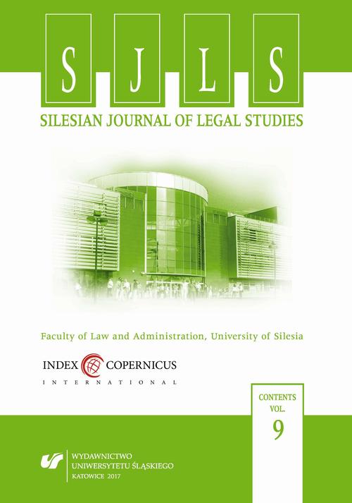 Silesian Journal of Legal Studies. Vol. 9 — okładka wydania