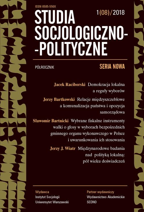 Studia Socjologiczno-Polityczne 1(08)/2018 — okładka wydania