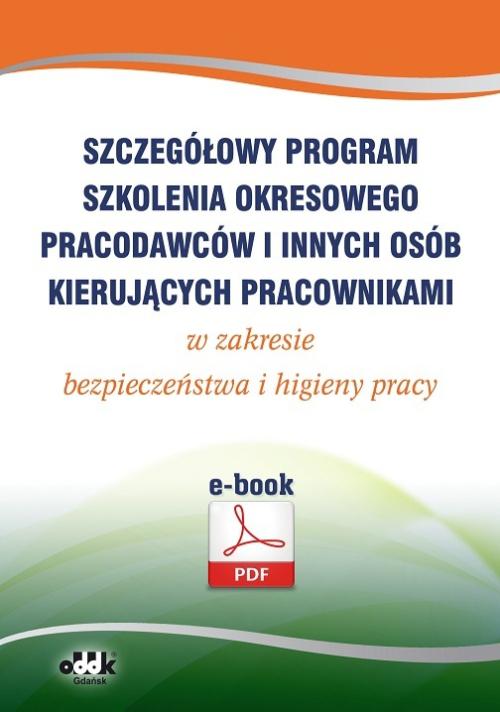 Szczegółowy program szkolenia okresowego pracodawców i innych osób kierujących pracownikami w zakresie bezpieczeństwa i higieny pracy (e-book) — okładka e-booka