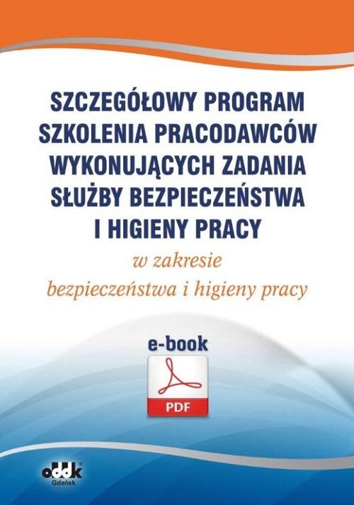 Szczegółowy program szkolenia pracodawców wykonujących zadania służby bezpieczeństwa i higieny pracy w zakresie bezpieczeństwa i higieny pracy (e-book) — okładka e-booka