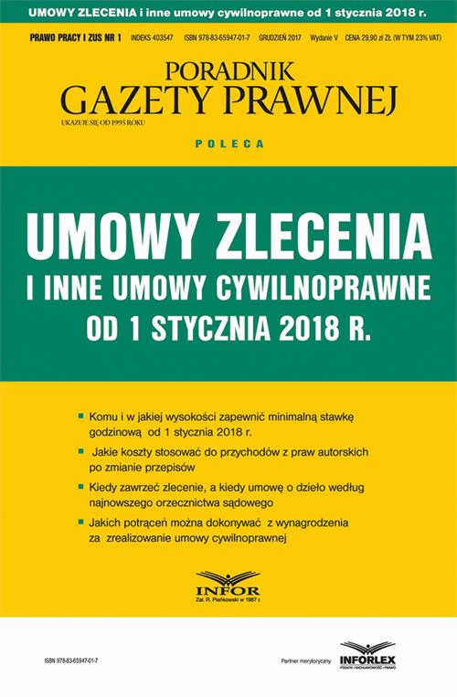 Umowy zlecenia i inne umowy cywilnoprawne od stycznia 2018 — okładka e-booka