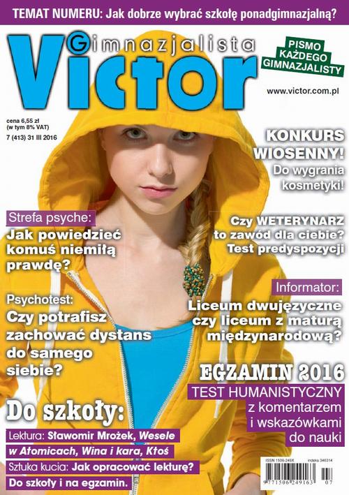 Victor Gimnazjalista 7/2016 — okładka wydania