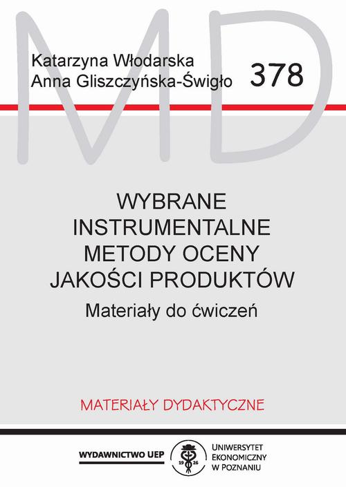 Wybrane instrumentalne metody oceny jakości produktów. Materiały do ćwiczeń — okładka e-booka